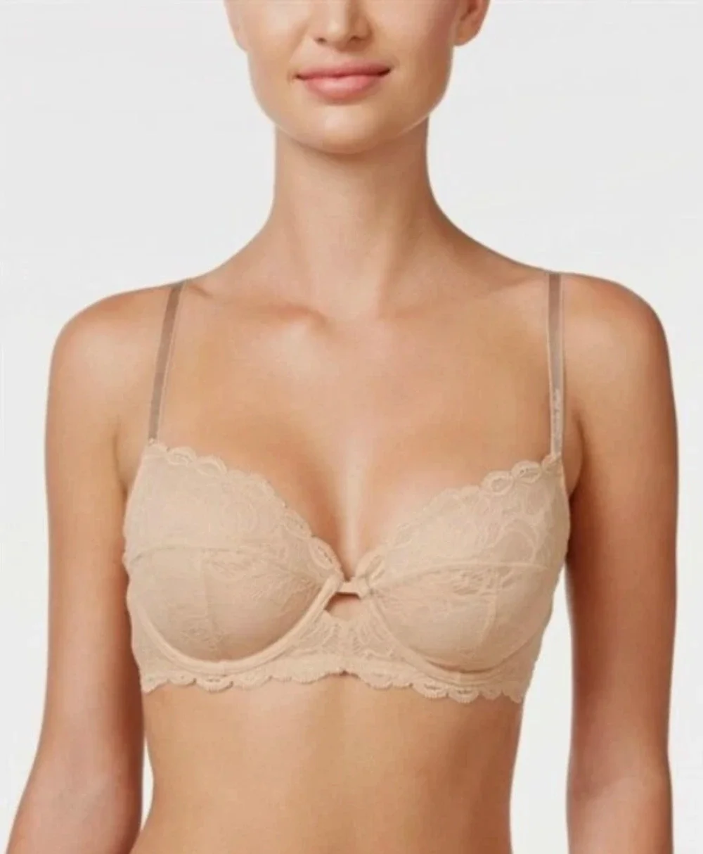 NWT Calvin Klein 32B Seductive Comfort Lace Bra QF1741 Beige Unlined Full Figure